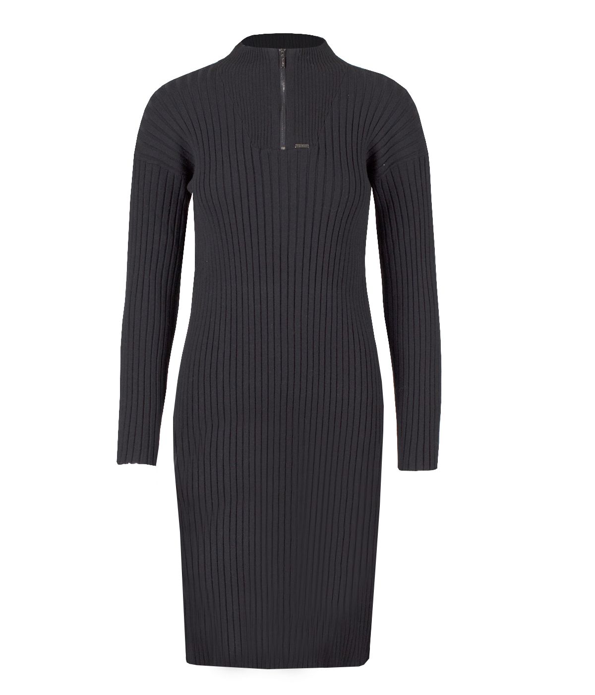 Knitted bodycon dress with long-sleeves, semi-turtleneck with zipper 0